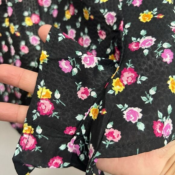 Unique Vintage Ditsy Floral Daryl Skort Black - Picture 6 of 11